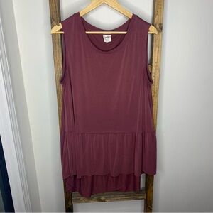 Mote Burgundy High Low Sleeveless Top